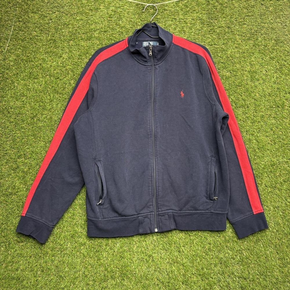 Polo Ralph Lauren Track Jacket Mens XL Red Blue Full Zip Warm Up Vintage y2k
